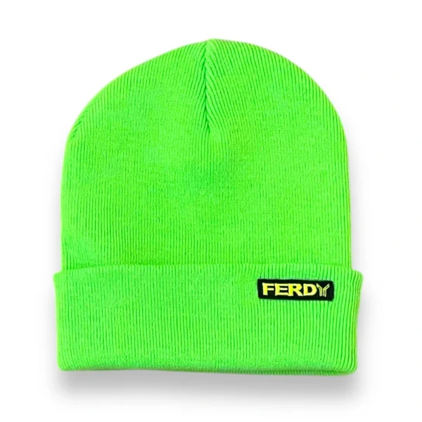 Gorro básico con doblez verde neón de Ferdy