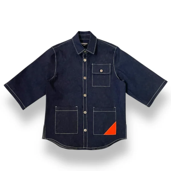 sobrecamisa de denim con manga corta