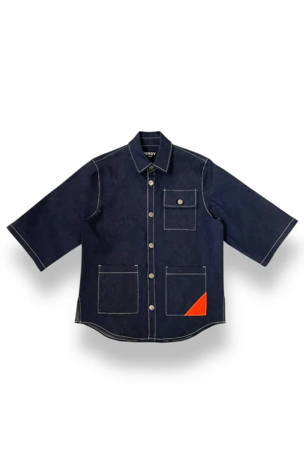 sobrecamisa de denim con manga corta