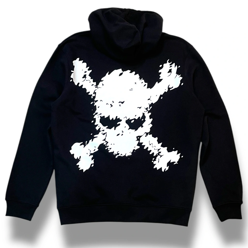 espalda del hoodie calavera distorsionada de ferdy ferdystreetwear