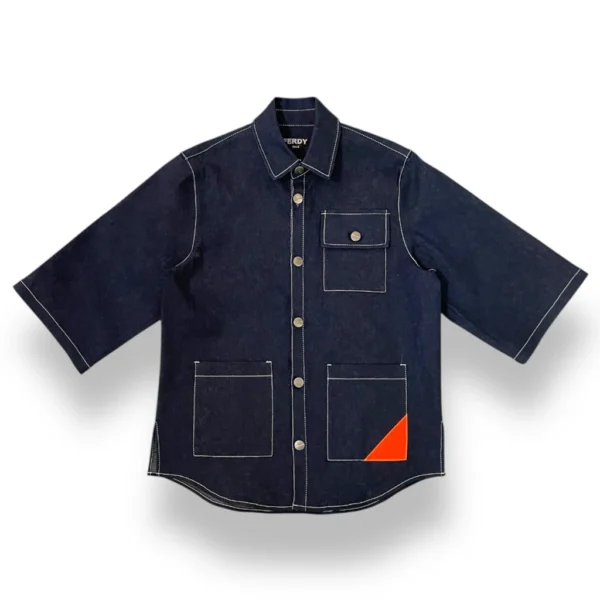 sobrecamisa de denim con manga corta de ferdy ferdystreetwear