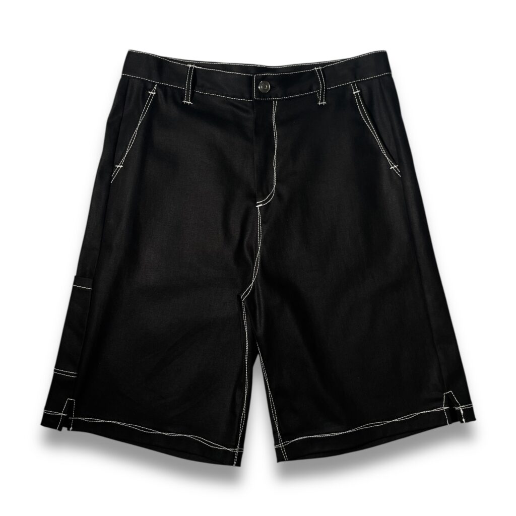 Bermudas Oversize - Denim encerado negro costuras irregulares