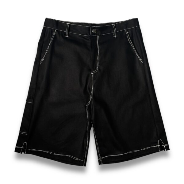 Bermudas Oversize - Denim encerado negro costuras irregulares