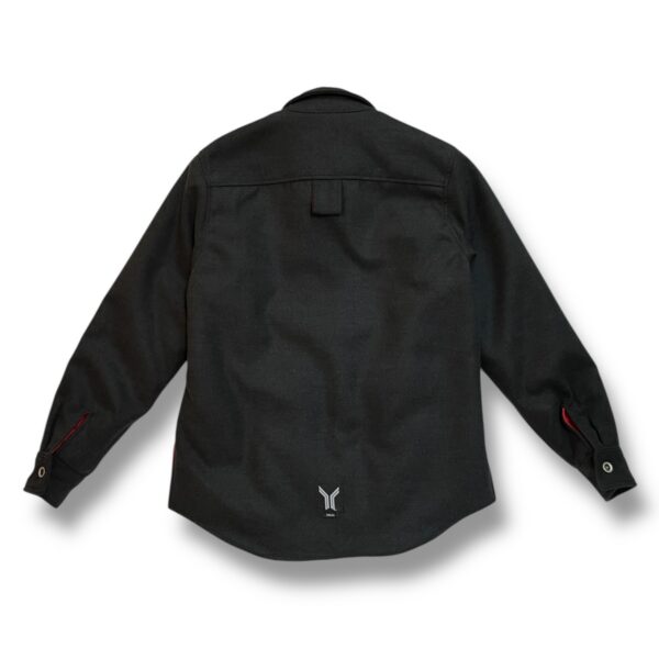 Chaqueta gris con forro guateado rojo