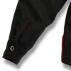 detalle de la manga chaqueta gris con forro guateado rojo de ferdystreetwear