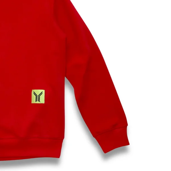 detalle de la manga sudadera sin capucha básica roja de ferdystreetwear