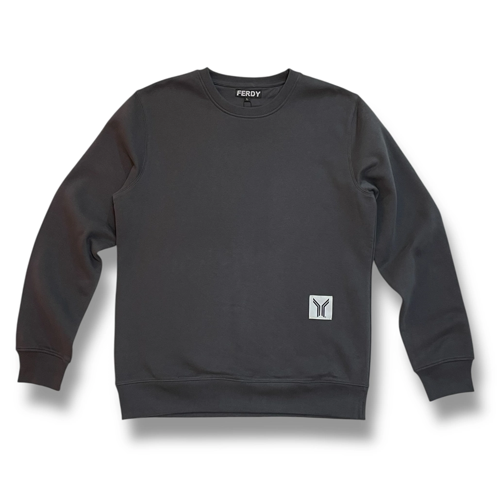 sudadera sin capucha básica gris asfalto de ferdystreetwear