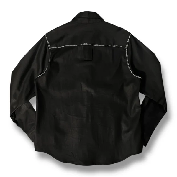 espalda de la sobrecamisa denim encerado negro con costuras irregulares de ferdystreetwear